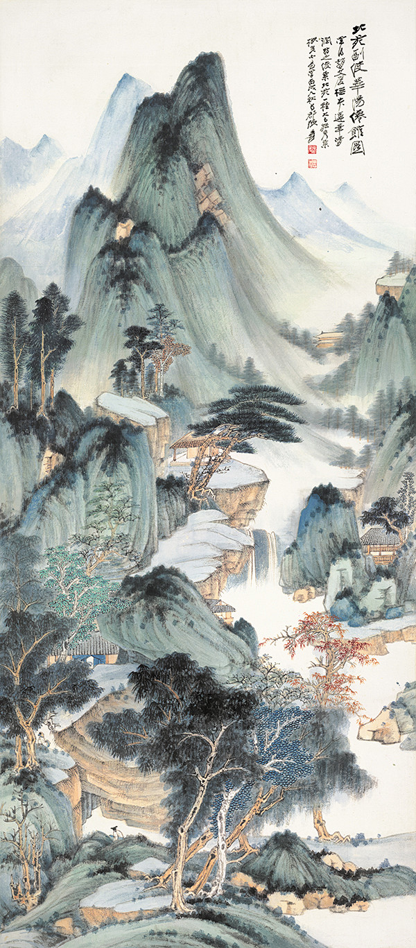 张大千仿董源华阳仙馆图纸131X57.5（天津博物馆）#国画#