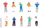 Unhappy and sad people set in flat design. Women and men express upset emotions, feeling depression and crying. Bundle of diverse multiracial characters. Illustration isolated persons for web