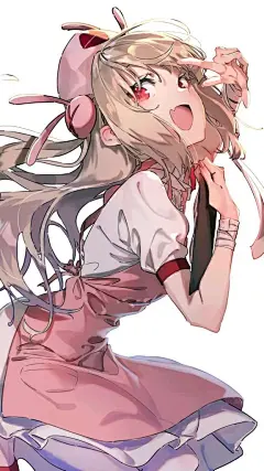 二次元 粉色围裙 粉色猫资 店员 短发少女 手机壁纸,高清动漫手机壁纸插图