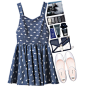 A fashion look from March 2015 featuring denim dress, ballet shoes and white cross body purse. Browse and shop related looks. #素材#