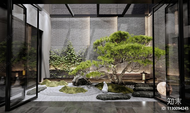 现代天井庭院景观造景3D模型下载【ID1130094245】