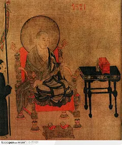 中国国画之人物-坐着的佛僧