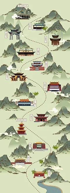 手绘寺院路线小游戏-源文件分享-ywjfx.cn
