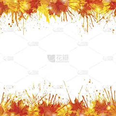 明亮的秋天背景与无缝边界制成生动的油漆飞溅和枫叶。