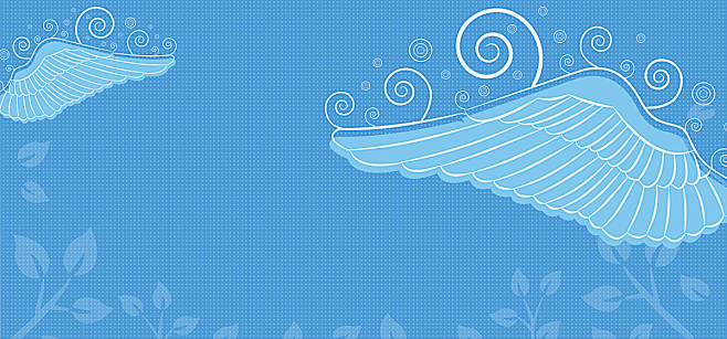 蓝色天使翅膀背景,天使翅膀,可爱卡通,海...