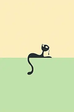 小黑猫双色背景 手机壁纸 手机壁纸,黑猫