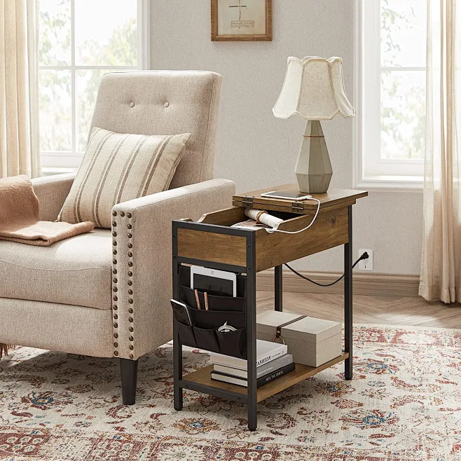 amazon-vasagle-end-table-with-usb-ports-power-outlets-flip-top