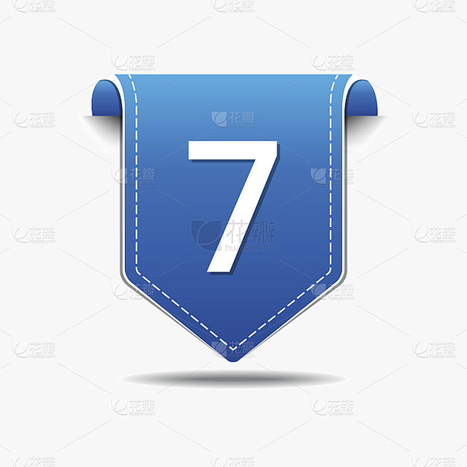 7数字向量蓝色Web图标