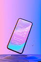 液体 紫色 手机 样机 电话 社交媒体 手机/iPhone样机电子数码样机样机素材