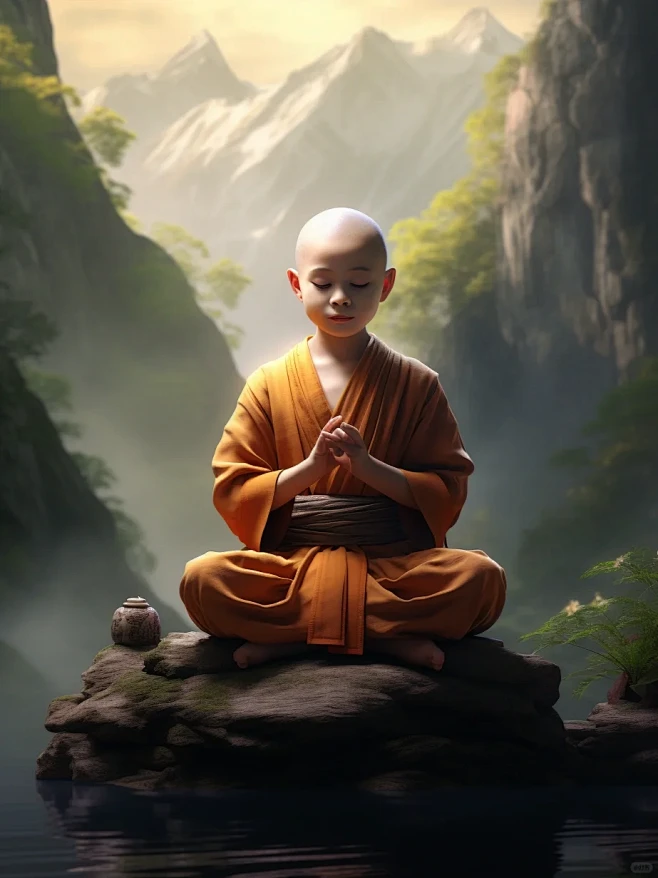 送一组禅意小和尚，原图评论区自取