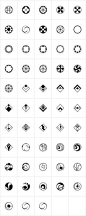 Rotata Mysticons were designed by Hellmut G. Bomm in 2004, released by URW of Germany. An interesting collection of icons and symbols in various styles, with a slight hint of Art Deco.
