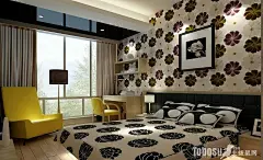 现代典雅风格卧室壁纸装修效果图—土拨鼠装饰设计门户