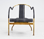 Brass and leather arm chair by Kallemo: 