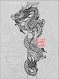 【白描龙凤神兽图】