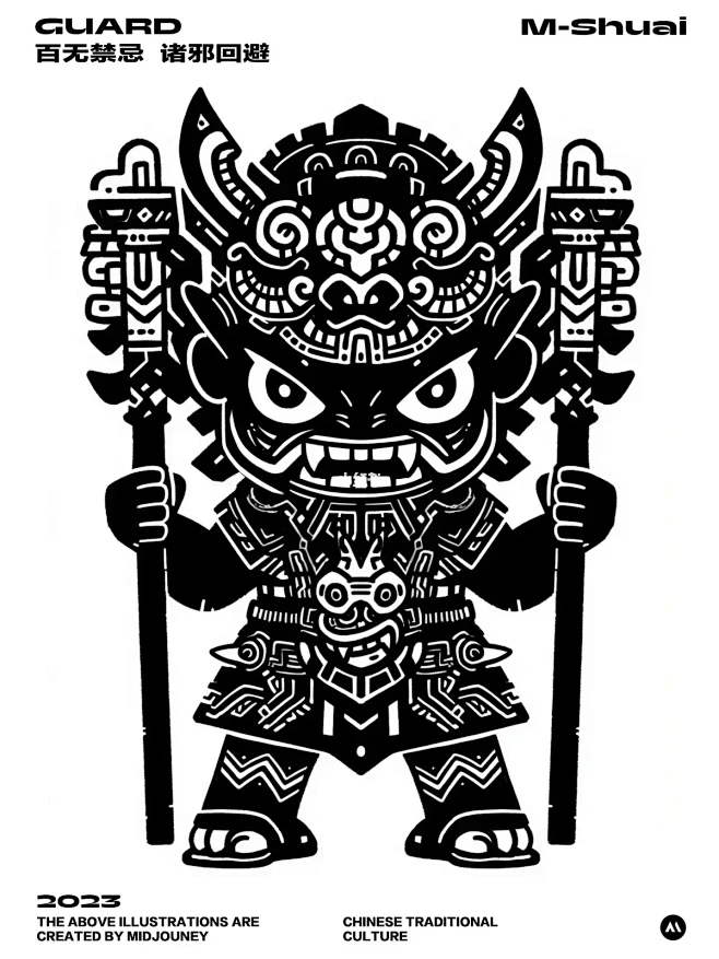司门守卫之神·AIGC矢量插画