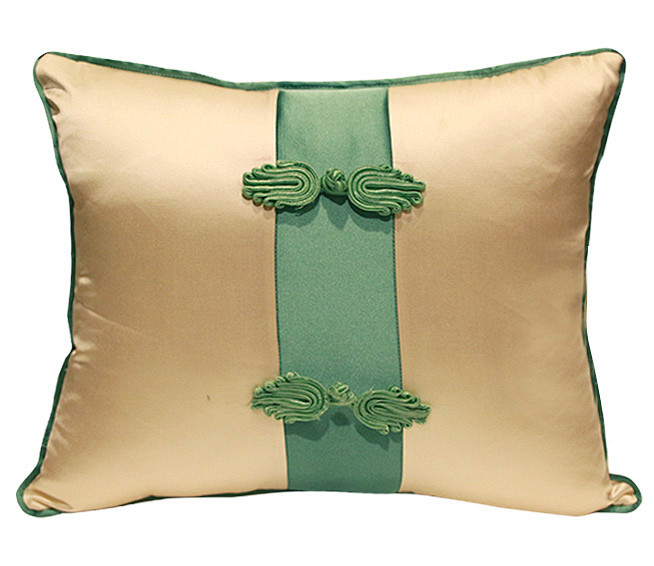 新中式绿色中国结中式装饰扣工艺抱枕样板间...