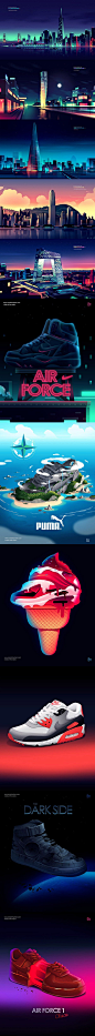 Les excellentes illustrations digitales de Romain Trystram. Particulièrement fan de la série sur les "skyscrapers" et celles dédiées aux sneakers. Du lourd.: