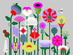 小圆子儿采集到插画扁平、色彩鲜艳花与植物