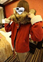 韩国女装 连帽毛绒绒 羊羔毛 加厚外套