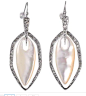 Shop De Buman White Rhodium Plated Mother-of-Pearl & White Czech Earrings - On Sale - Free Shipping Today - Overstock.com - 9931001