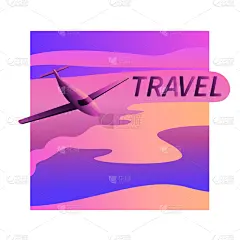 飞机,天空,绘画插图,概念,飞行器,商用机,矢量,飞,起飞,日落