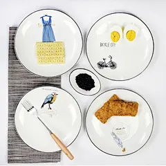 点心盘 陶瓷 圆形早餐盘 蛋糕甜品碟菜盘 家用陶瓷手绘西餐盘