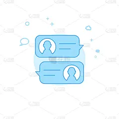 移动聊天设计平面矢量插图，图标。浅蓝色单色设计。可编辑的中风