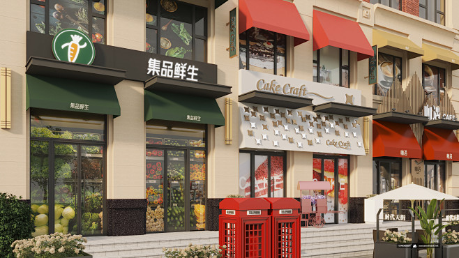 地产商业街 商铺包装 门头 效果图 @wenseen,2021