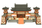3D吧吧素材详情-中式金碧辉煌寺庙3D模型免扣素材