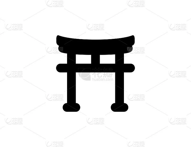 神社图标。孤立的日本地标建筑符号-向量素材-花瓣网