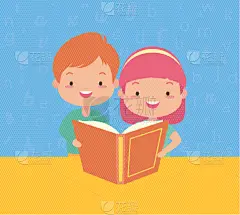 儿童,世界读书日,可爱的,图书馆,小的,童年,女孩,分离着色,男孩,微笑