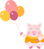 可爱粉色系猪猪新年氛围PNG元素