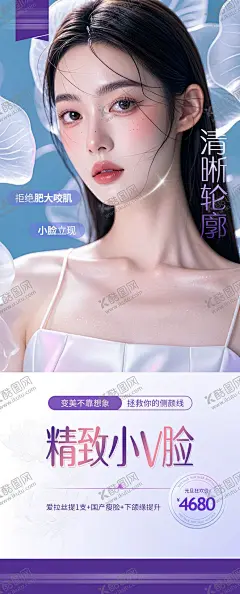 医美小V脸海报 【酷图网】海报,医美,整形,小V脸,瘦脸,紧致,项目,套餐,