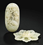 THREE PALE CELADON JADE CARVINGS<br>QING DYNASTY, 19TH CENTURY | lot | Sotheby's
