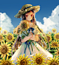 夏  向日葵  少女