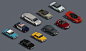 10辆低多边形汽车C4D模型 Low Poly Car Pack 02 Isometric Low-poly 3D model