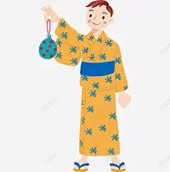 卡通和服男士 页面网页 平面电商 创意素材
