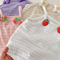 婴儿小花吊带哈衣0-2岁夏季女宝宝草莓无袖连体衣外出爬服潮ML685