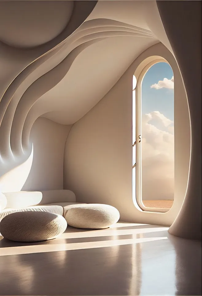 其中包括图片：Curvy aesthetic interior design-花瓣网