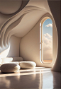 其中包括图片：Curvy aesthetic interior design