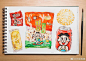 水彩教程合集超话#遇见艺术##每日插画推荐# 对零食没有抵抗力呢by ins:plate.to.paper ​​​​
