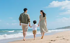 温馨的一家三口一起去旅行