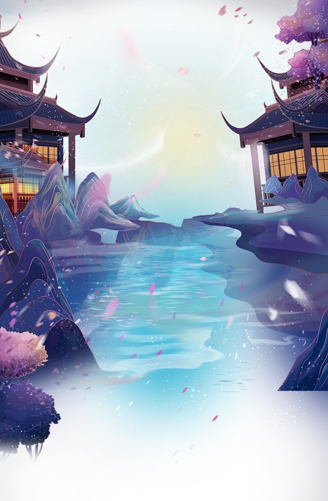 插画背景素材-花瓣网