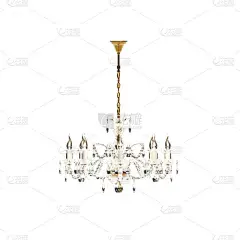 水晶吊灯,内部隔离白色背景,家庭照明, 3D插图, cg渲染