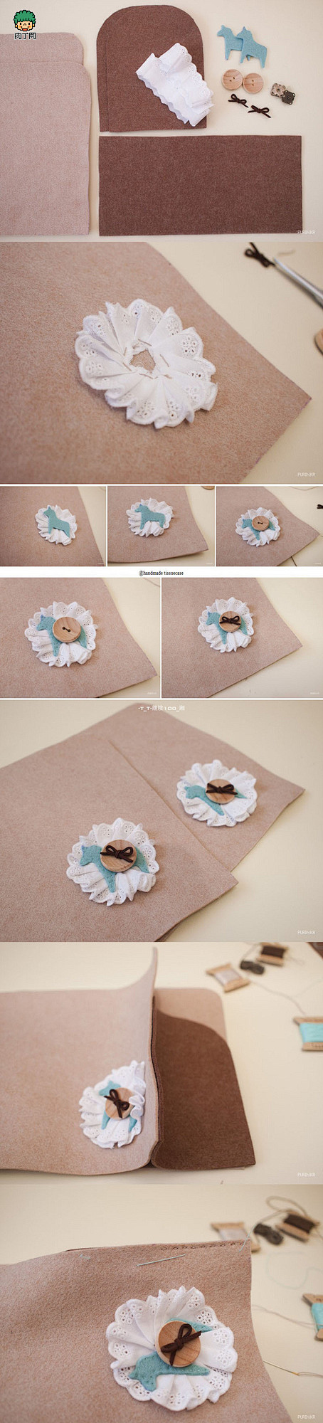 教你用皮革或不织布面料DIY自制纸巾盒-
