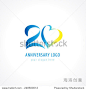 Template logo 20 anniversary in the form of figures 2 and heart. 20 anniversary logo