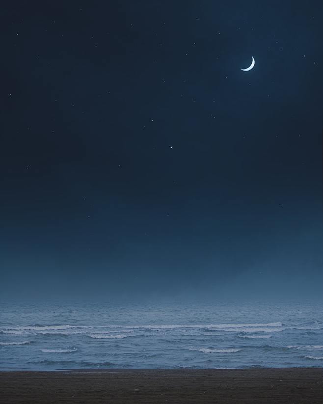 夜晚的海