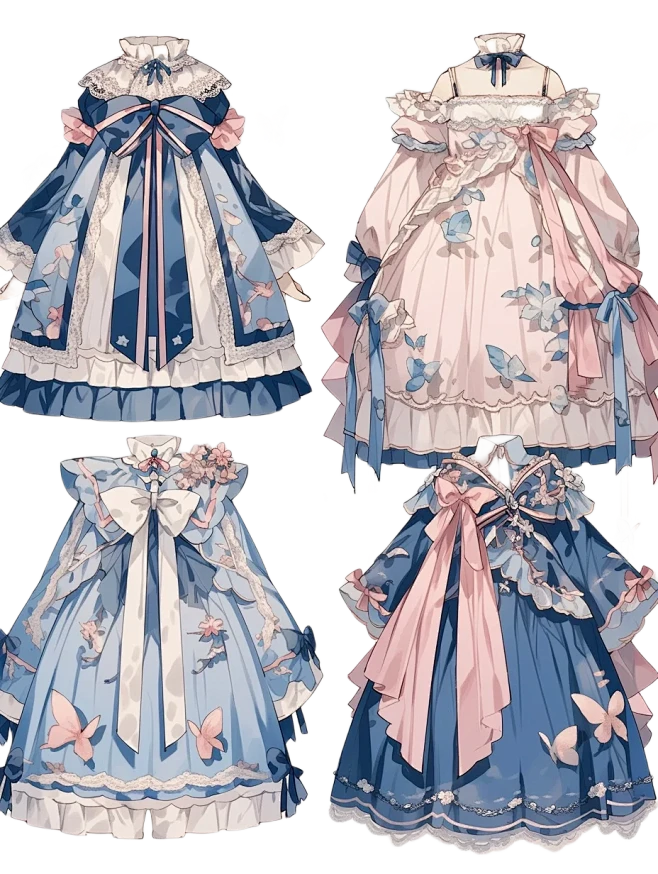 连衣裙｜oc手帐服服设插画素材｜十五弹-花瓣网
