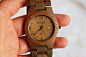 Wooden Watch For Women or Men Sandal Wood Date Thin Watch Wrist Bracelet Quartz Vintage Watch With Calendar Round Dial G的图片