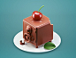 Temptation resolution dessert cherry cake chocolate sweet safe illustration c4d 3d